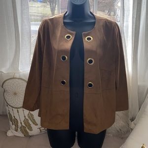 Chico’s Faux Suede Grommet LS Cafe Breve size 0